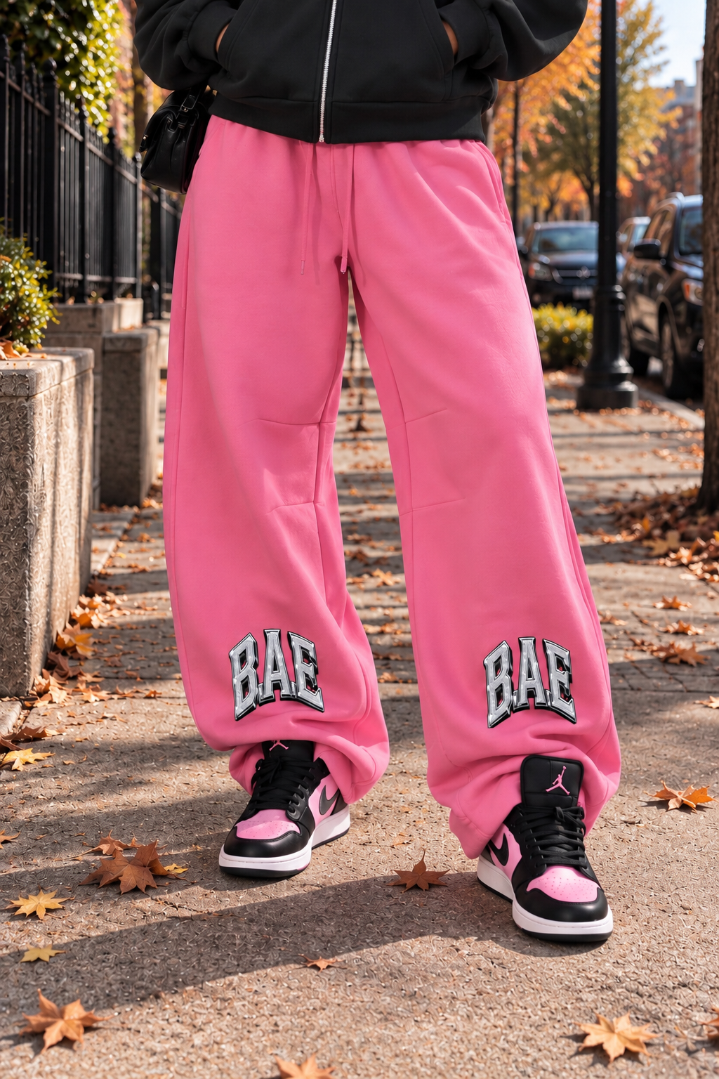 Hot Pink
B.A.E. Build An Empire hot pink sweatpants featuring bold BAE graphic lettering, heavyweight fleece streetwear design, relaxed wide-leg fit, and drawstring waist. Bold entrepreneur streetwear pants for women and unisex fashion.