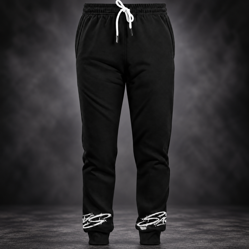 Black Unisex Hoodie & Jogger Set, 2 Piece Tracksuit, Graphic Streetwear Sweatsuit