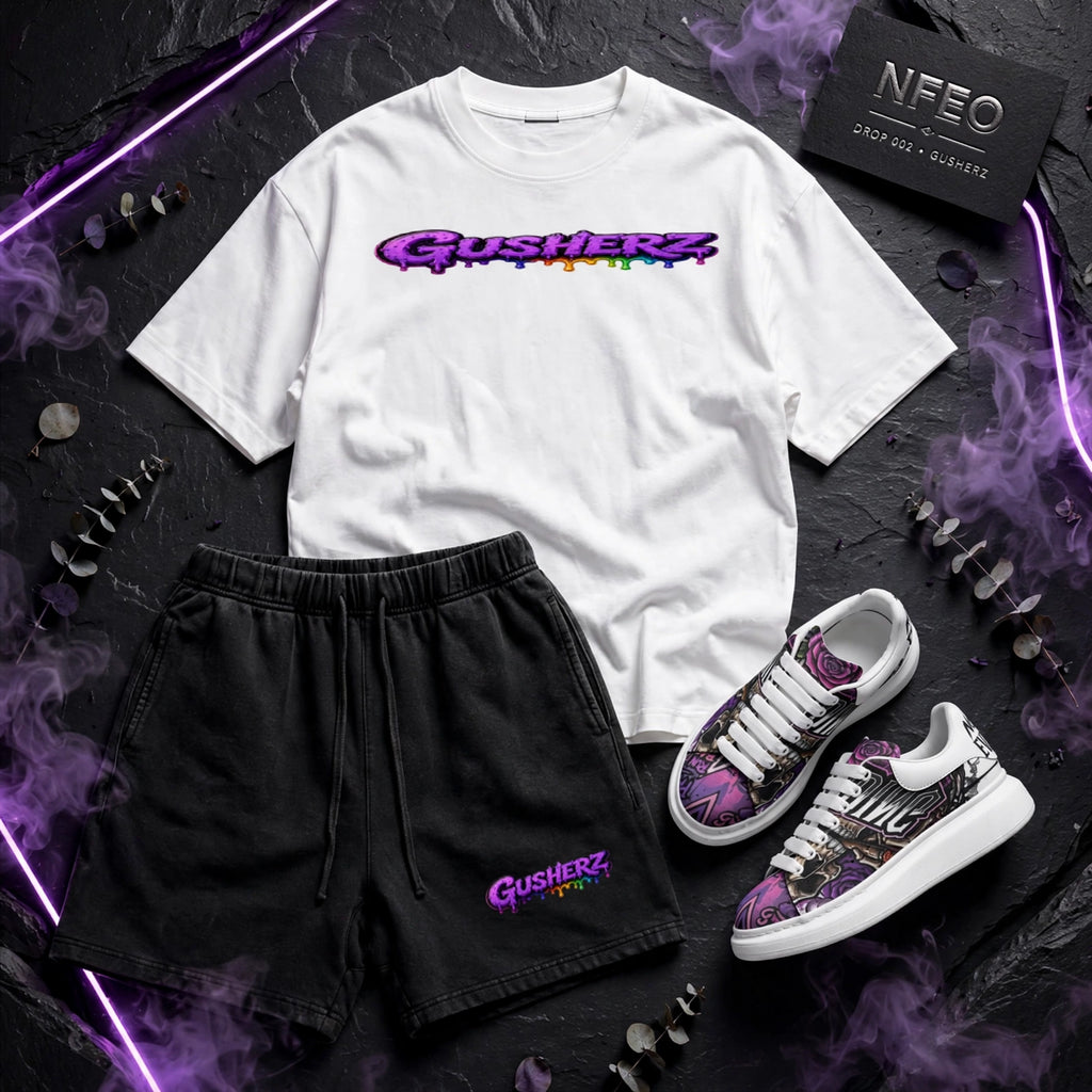 Unisex Boxy Drop Shoulder Crop T-Shirt Gusherz Cannabis Strain Streetwear Graphic Tee Premium Cotton by NFEO ZAZA Reserve