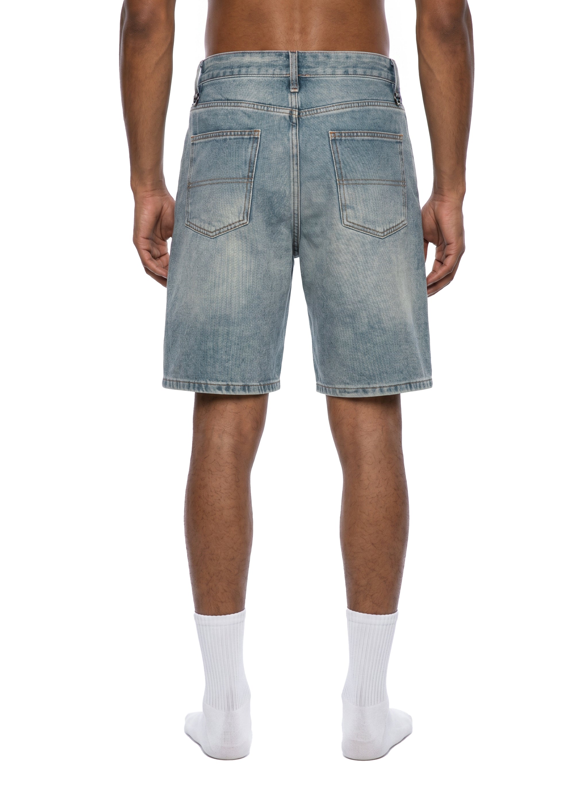 Premium Men's Vintage Wash NFEO Denim Shorts International Entrepreneur Streetwear Essentials