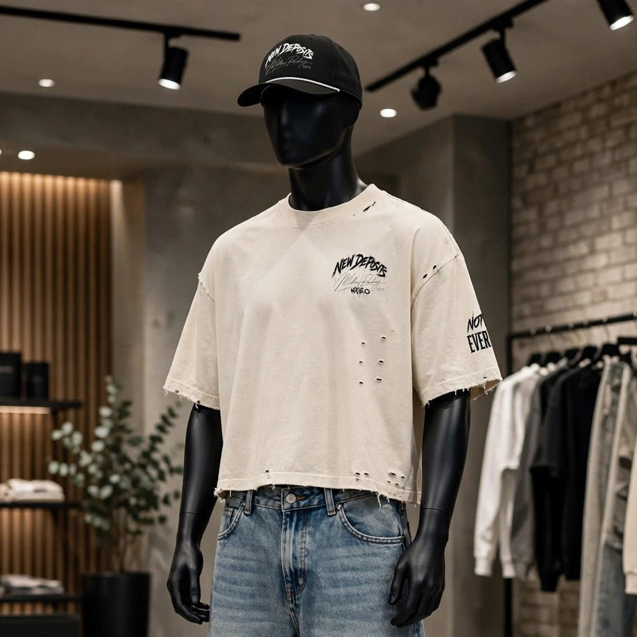 New Deposits Frayed Boxy Designer Tee - Millions Pending NFEO Premium Distressed Streetwear Essentials Entrepreneurs Fashion