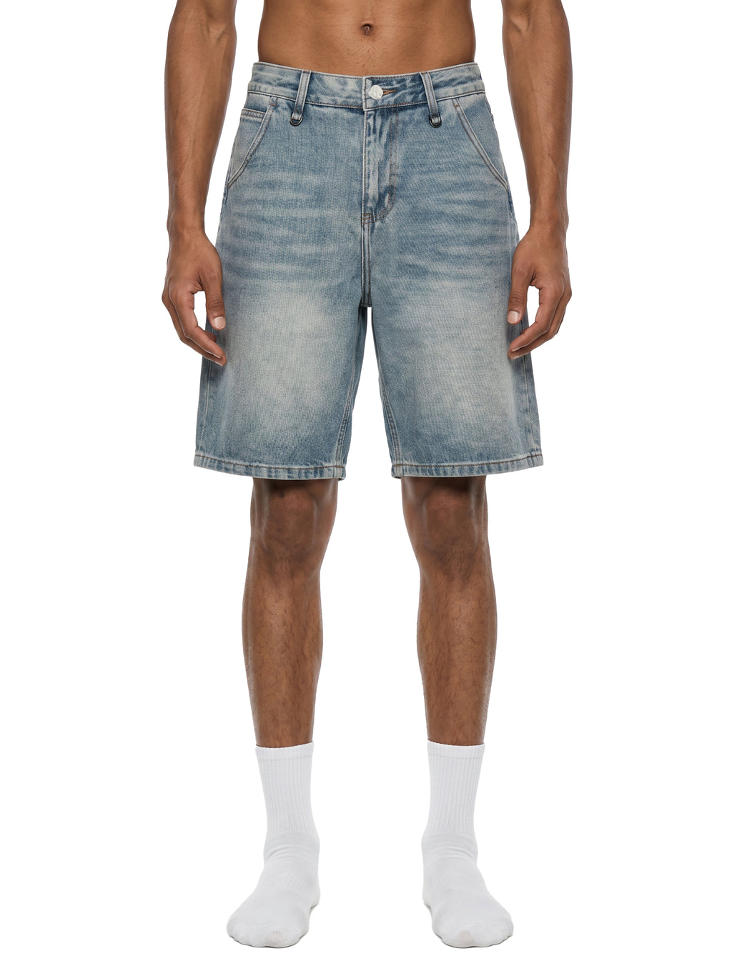 Premium Men's Vintage Wash NFEO Denim Shorts International Entrepreneur Streetwear Essentials